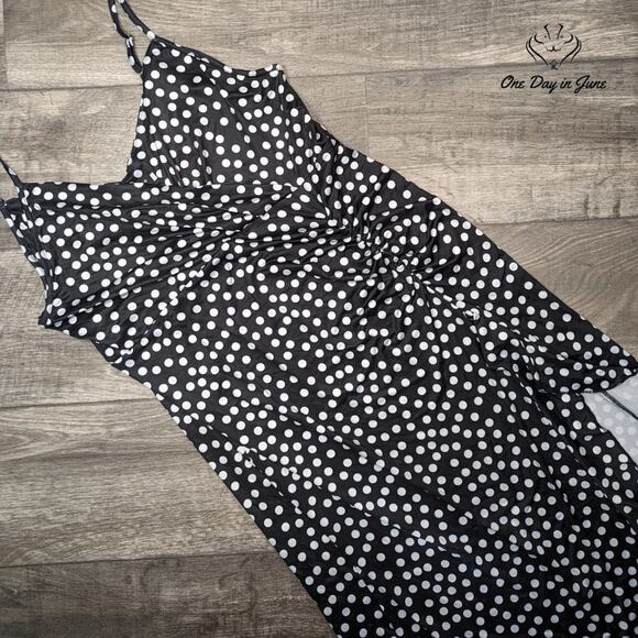 Ruiyige Sleeveless Ruched Polka Dot Dress Size L - Picture 3 of 5